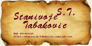 Stanivoje Tabaković vizit kartica